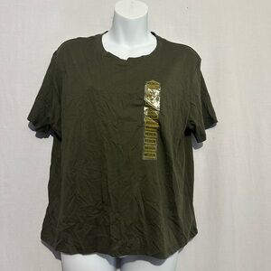 Green Short Sleeve Crew Neck Tee Shirt